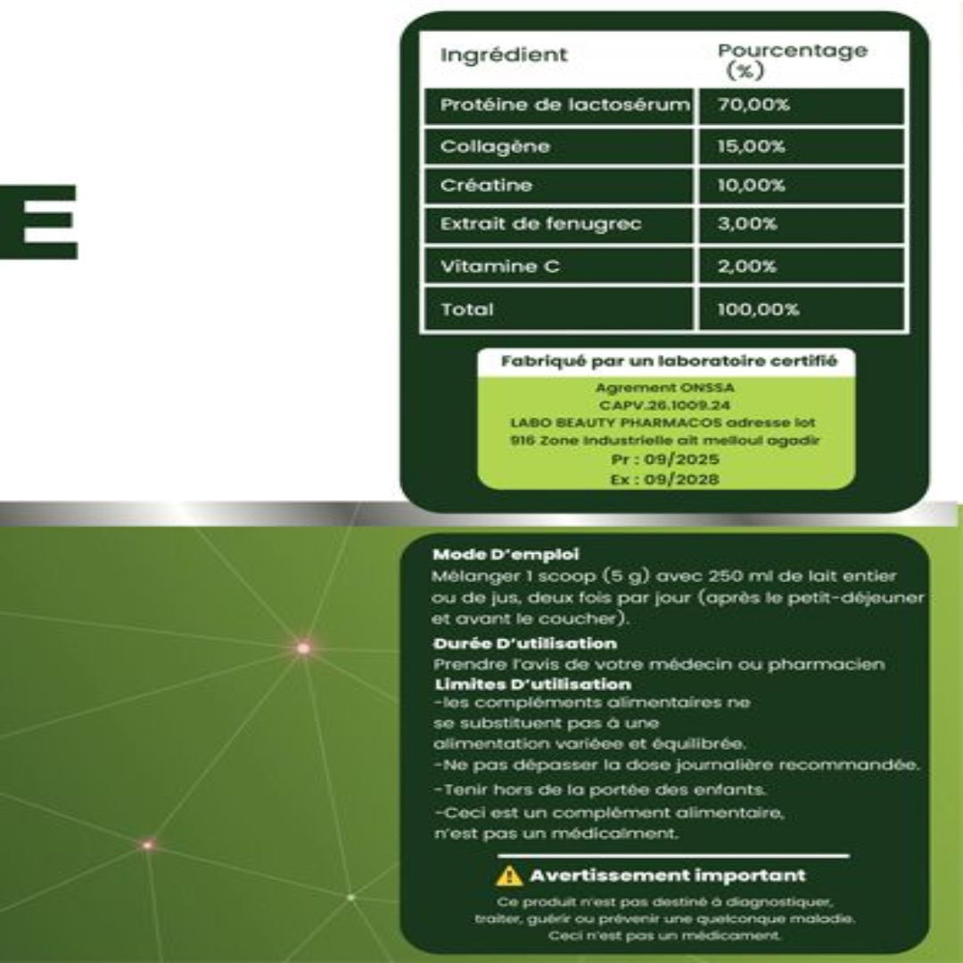 Protéine 500g pour Augmenter les Zones Féminines – Volume Naturel & Silhouette Harmonieuse