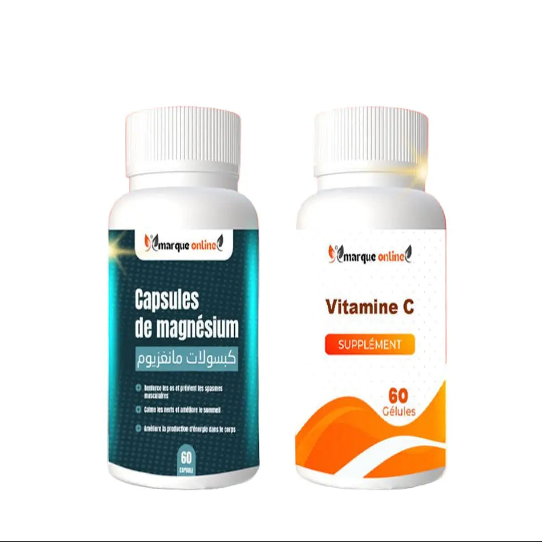 Vitamine C | Magnésium – Énergie, Immunité & Muscles (60 gélules)